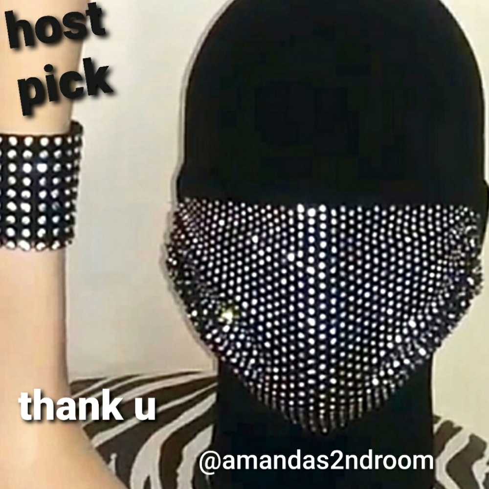 Fashion Mesh Rhinestone Face Mask  ☆ - Picture 3 of 7